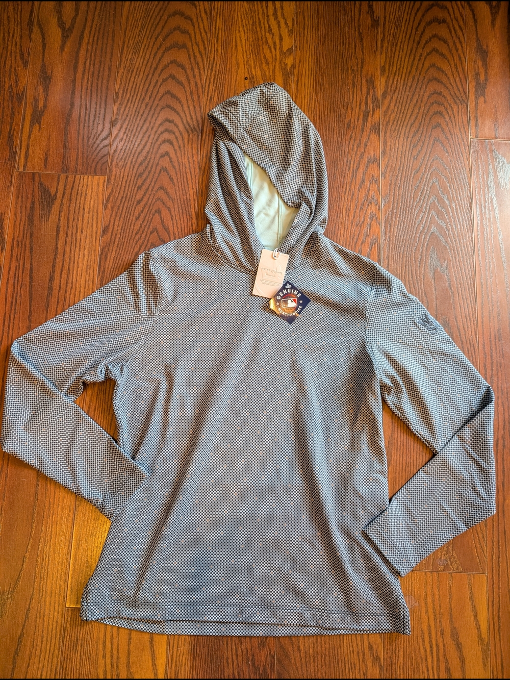 Peter Millar Women Geometric Blue Hoodie Pullover S MLB World Series Logo Active